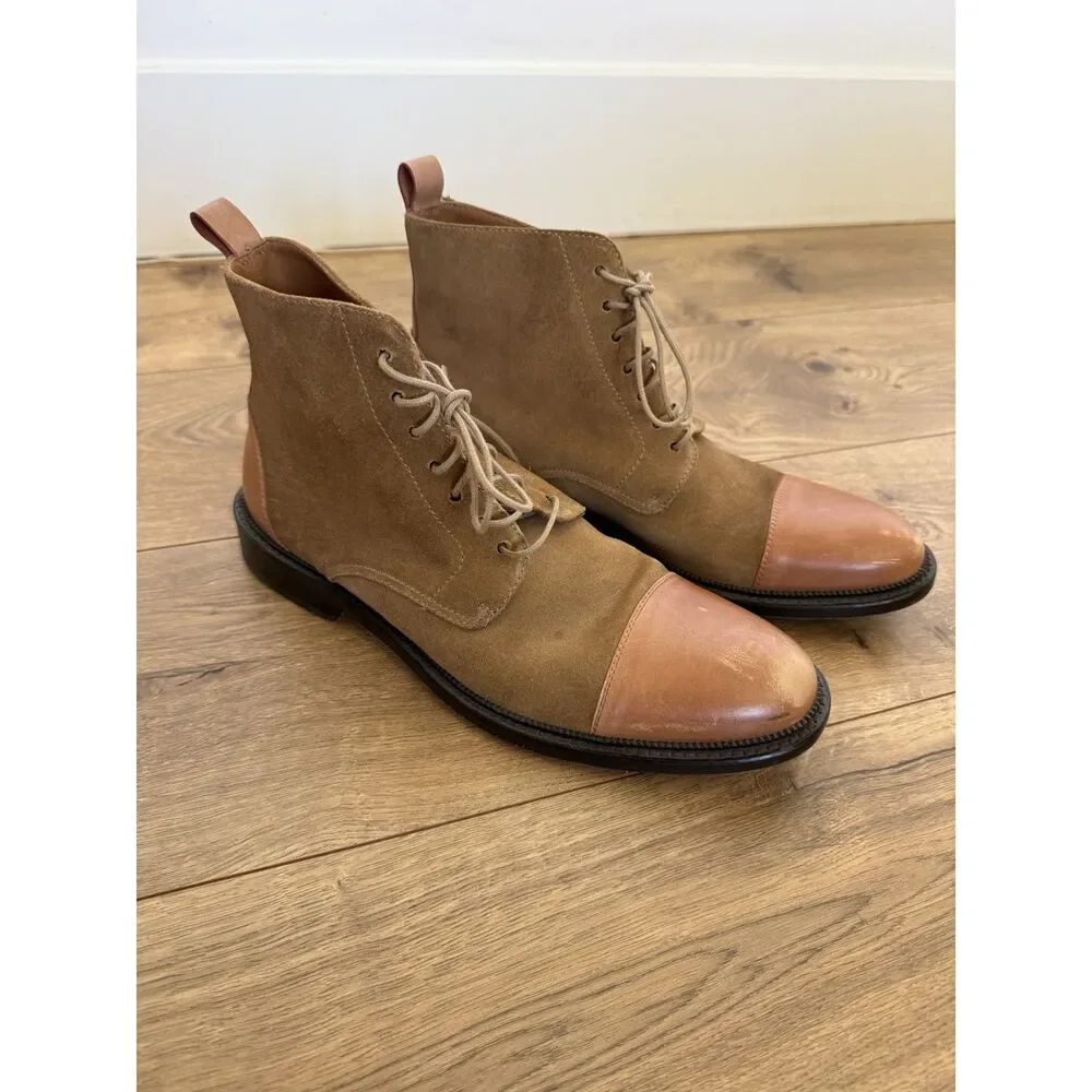 TAFT 40 The Troy Boot Ochre 2 tone oxford leather mens lace up dress suede tan